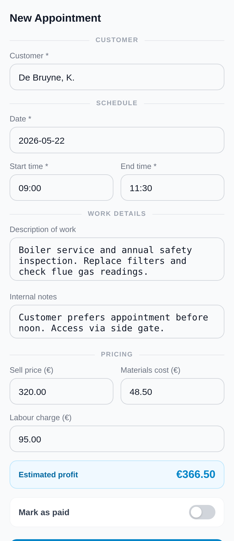 Create Job Form