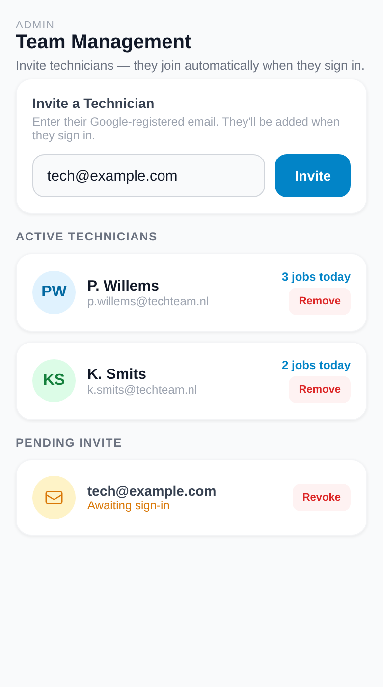 Team Management Page